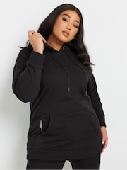 Yours Curve Black Zip Detailed 100% Cotton Hoodie - Image 1 of 6