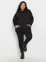 Yours Curve Black Zip Detailed 100% Cotton Hoodie - Image 2 of 6