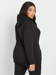Yours Curve Black Zip Detailed 100% Cotton Hoodie - Image 3 of 6