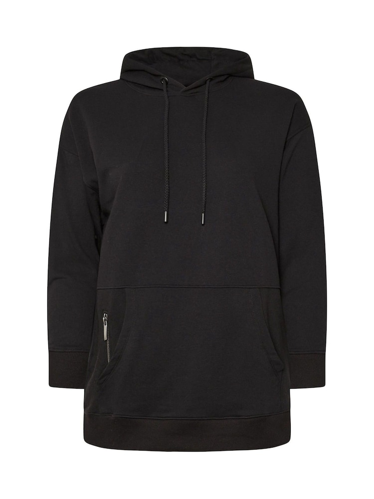 Yours Curve Black Zip Detailed 100% Cotton Hoodie - Image 6 of 6