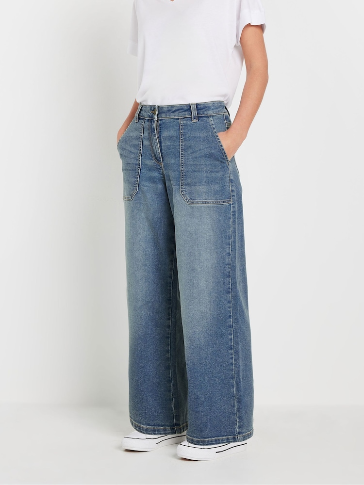 M&Co Blue Petite Carpenter Wide Leg Jeans - Image 1 of 5