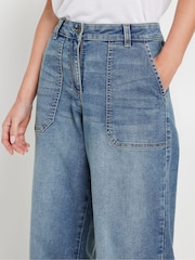M&Co Blue Petite Carpenter Wide Leg Jeans - Image 4 of 5