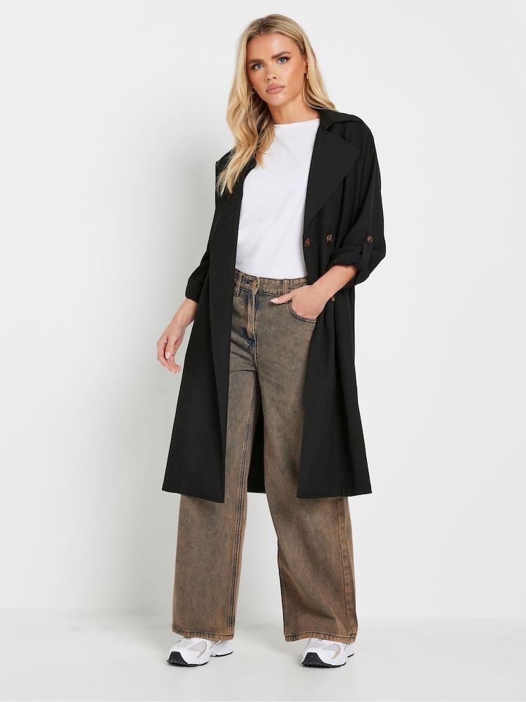 PixieGirl Petite Black Duster Trench Coat - Image 4 of 5