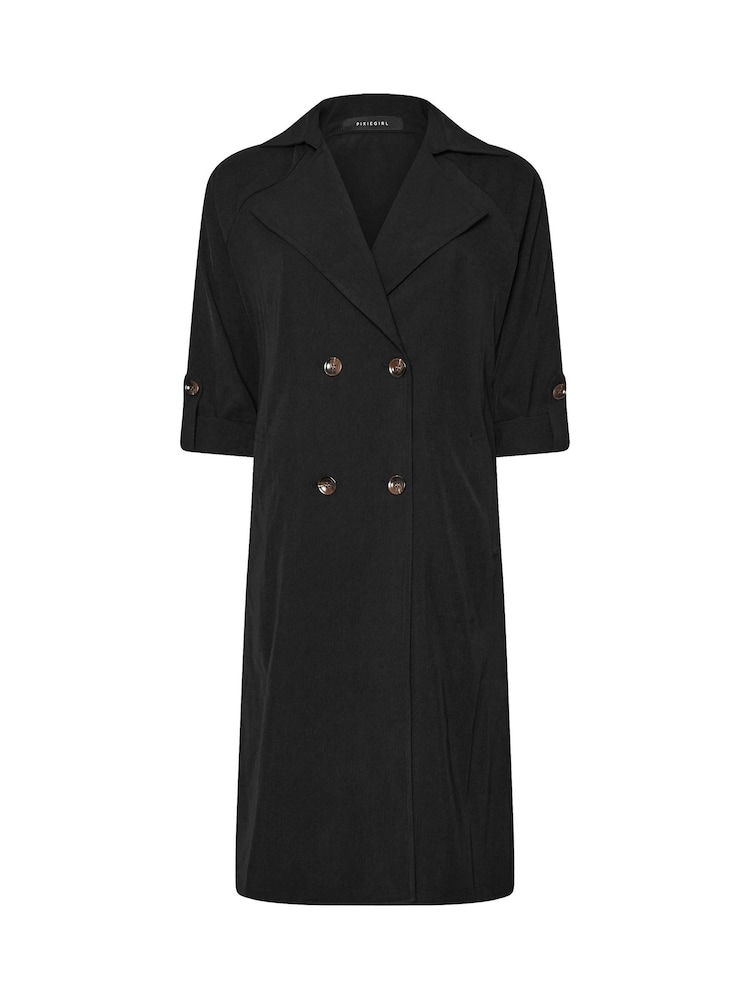 Черный - PixieGirl Petite Duster Trench Coat - Image 5 of 5