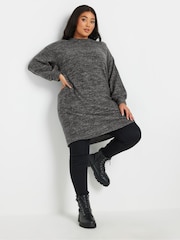 Yours Curve Grey Soft Touch Jumper Dress - Image 1 of 5
