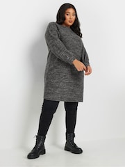 Yours Curve Grey Soft Touch Jumper Dress - Image 2 of 5