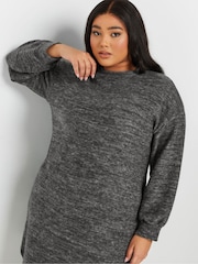 Yours Curve Grey Soft Touch Jumper Dress - Image 4 of 5