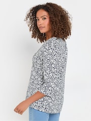 M&Co Blue 3/4 Sleeve 100% Cotton Henley Top - Image 2 of 5