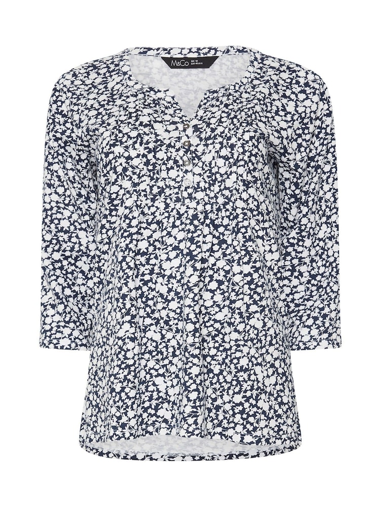 Blau - M&Co Henley-Top mit 3/4-Ärmel aus 100 % Baumwolle - Bild 5 von 5 Blau - M&Co Henley-Top mit 3/4-Ärmel aus 100 % Baumwolle - Bild 5 von 5