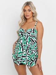 Yours Curve Green Ring Bandeau Tankini - Image 1 of 7