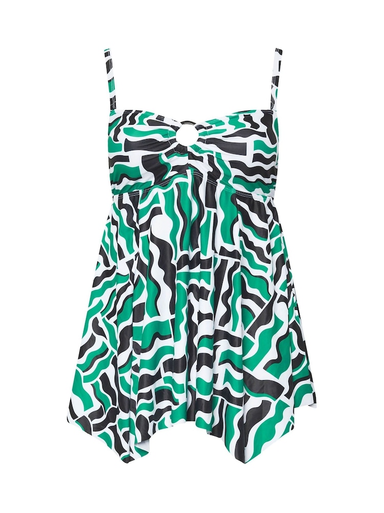 Yours Curve Green Ring Bandeau Tankini - Image 6 of 7
