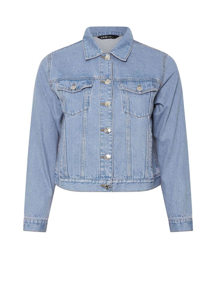 Yours Curve Blue Classic Denim 100% Cotton Jacket - Image 10 of 10