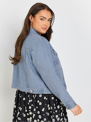 Yours Curve Blue Classic Denim 100% Cotton Jacket - Image 3 of 10