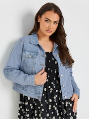 Yours Curve Blue Classic Denim 100% Cotton Jacket - Image 5 of 10