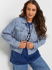 Yours Curve Blue Classic Denim 100% Cotton Jacket - Image 6 of 10