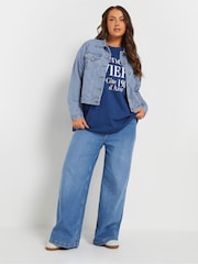 Yours Curve Blue Classic Denim 100% Cotton Jacket - Image 7 of 10