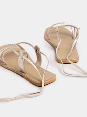 Yours Curve Gold Extra Wide Fit Tie Up Leather Sandals - Image 5 of 5