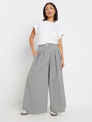 PixieGirl Petite Black Gingham Palazzo 100% Cotton Trousers - Image 1 of 4