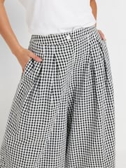 PixieGirl Petite Black Gingham Palazzo 100% Cotton Trousers - Image 4 of 4