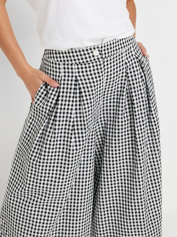 PixieGirl Petite Black Gingham Palazzo 100% Cotton Trousers - Image 4 of 4