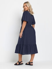 Синий - Yours Curve Textured Tiered Dress - Изображение 3 из 5
