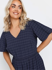 Синий - Yours Curve Textured Tiered Dress - Изображение 4 из 5