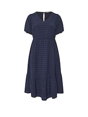 Синий - Yours Curve Textured Tiered Dress - Изображение 5 из 5