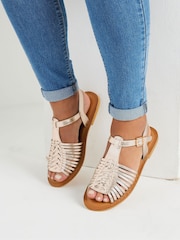 Yours Curve Gold Extra Wide Fit Open Toe Fisherman Sandals - Image 1 of 5