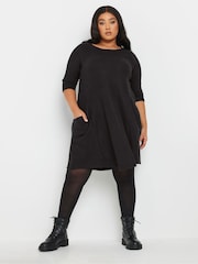 Yours Curve Black Soft Touch Jumper Dress - Image 1 of 5