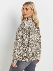 Yours Curve Brown Animal Twill 100% Cotton Jacket - Image 3 of 4