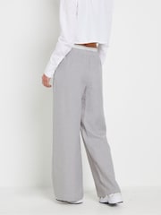 PixieGirl Petite Grey Textured Pinstripe Boxer Trousers - Image 3 of 5