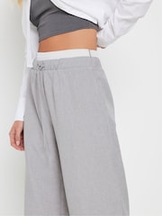PixieGirl Petite Grey Textured Pinstripe Boxer Trousers - Image 4 of 5