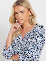 M&Co White Petite 3/4 Sleeve 100% Cotton Henley Top - Image 3 of 5