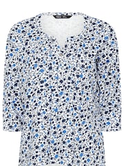 M&Co White Petite 3/4 Sleeve 100% Cotton Henley Top - Image 5 of 5