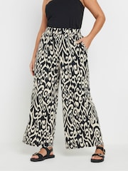 Yours Curve Black Abstract Structured Wide Leg Trousers - Image 5 of 9