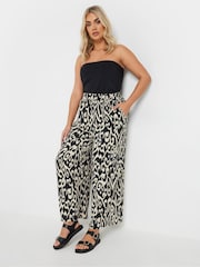 Yours Curve Black Abstract Structured Wide Leg Trousers - Image 6 of 9