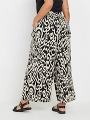 Yours Curve Black Abstract Structured Wide Leg Trousers - Image 7 of 9