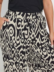Yours Curve Black Abstract Structured Wide Leg Trousers - Image 8 of 9