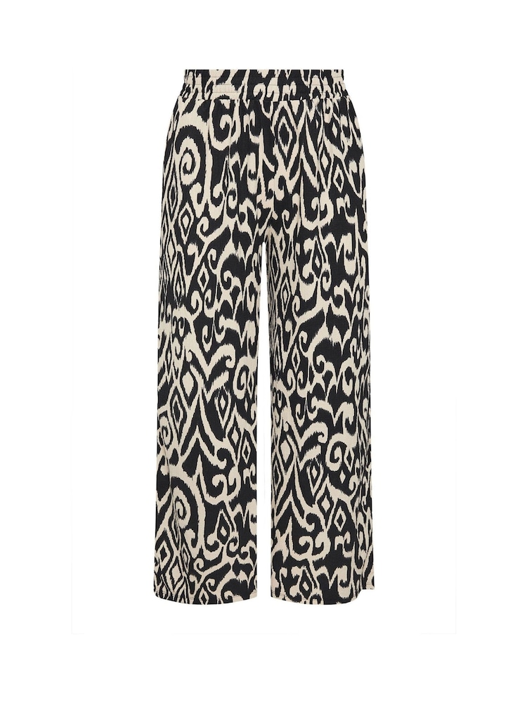 Yours Curve Black Abstract Structured Wide Leg Trousers - Image 9 of 9 Yours Curve Black Abstract Structured Wide Leg Trousers - Image 9 of 9