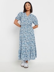PixieGirl Petite Blue Floral Print Smock Dress - Image 1 of 5