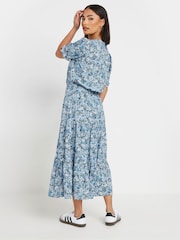 PixieGirl Petite Blue Floral Print Smock Dress - Image 3 of 5