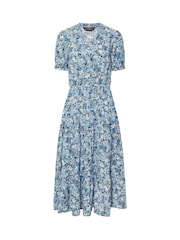 PixieGirl Petite Blue Floral Print Smock Dress - Image 5 of 5