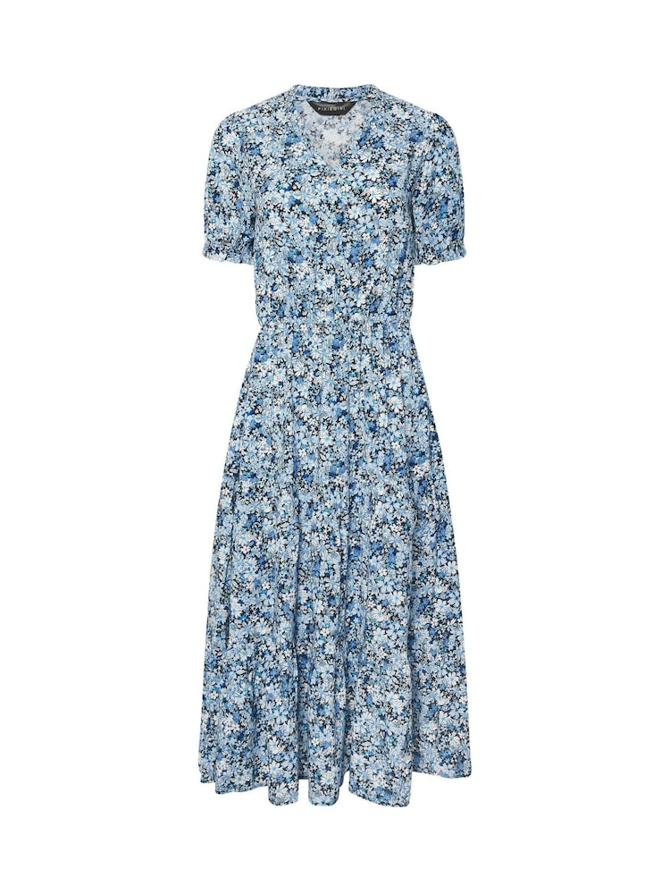 PixieGirl Petite Blue Floral Print Smock Dress - Image 5 of 5