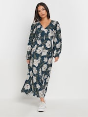 PixieGirl Petite Blue Leopard Print Midi Tea Dress - Image 2 of 5