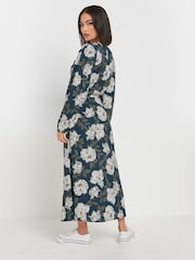 PixieGirl Petite Blue Leopard Print Midi Tea Dress - Image 3 of 5