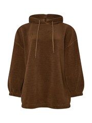 Yours Curve Brown Colourblock Teddy Hoodie - Image 5 of 5