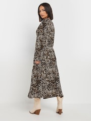 PixieGirl Petite Brown Leopard Print Midi Tea Dress - Image 3 of 5