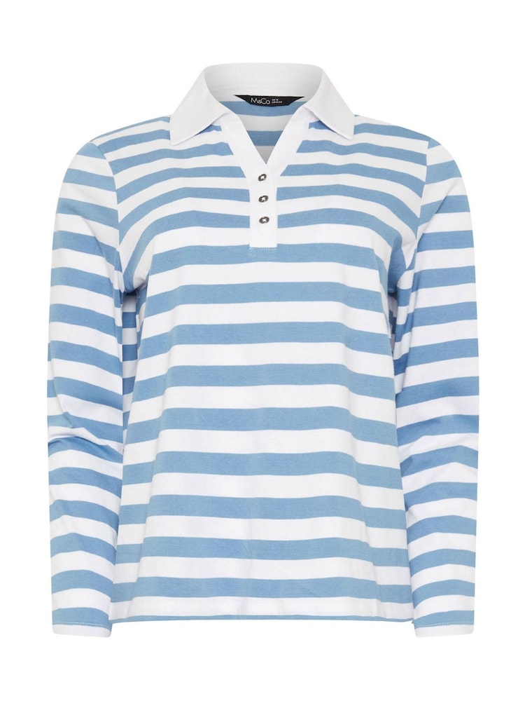 M&Co Blue Long Sleeve Polo Shirt - Image 6 of 6