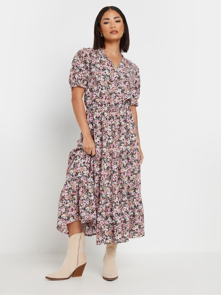 PixieGirl Petite Pink Floral Print Smock Dress - Image 1 of 5