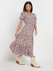 PixieGirl Petite Pink Floral Print Smock Dress - Image 2 of 5